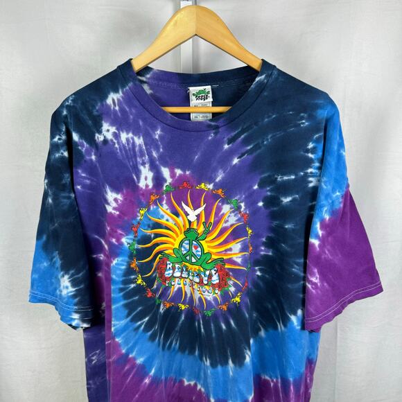 Vintage Peace Frogs Short Sleeve Crewneck Tie-Dye T-Shirt Men's 3XL - Picture 1 of 7